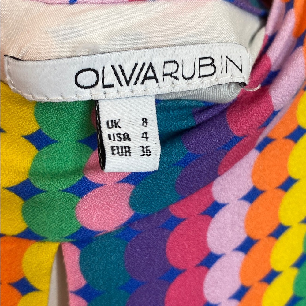 Olivia Rubin Agnes Rainbow Maxi Dress Size 4 Bold Boho Designer Maximalist - Picture 5 of 16